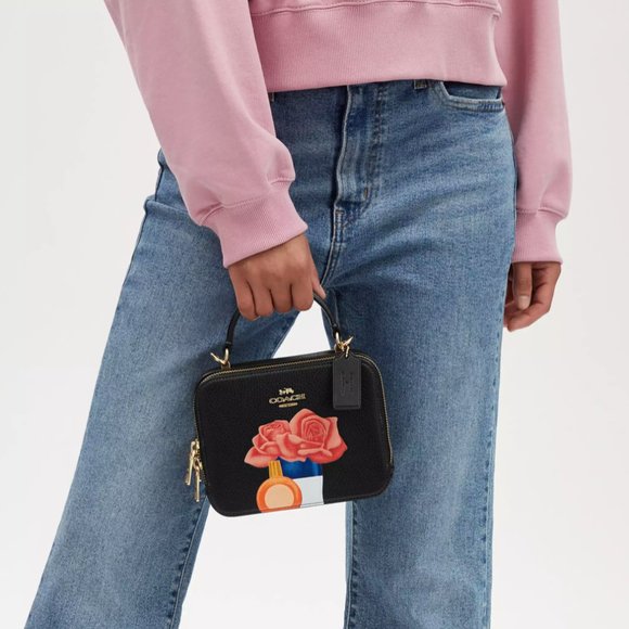 NWT COACH CQ047 Coach X Tom Wesselmann Box Crossbody Leather Black Multi - Picture 5 of 16